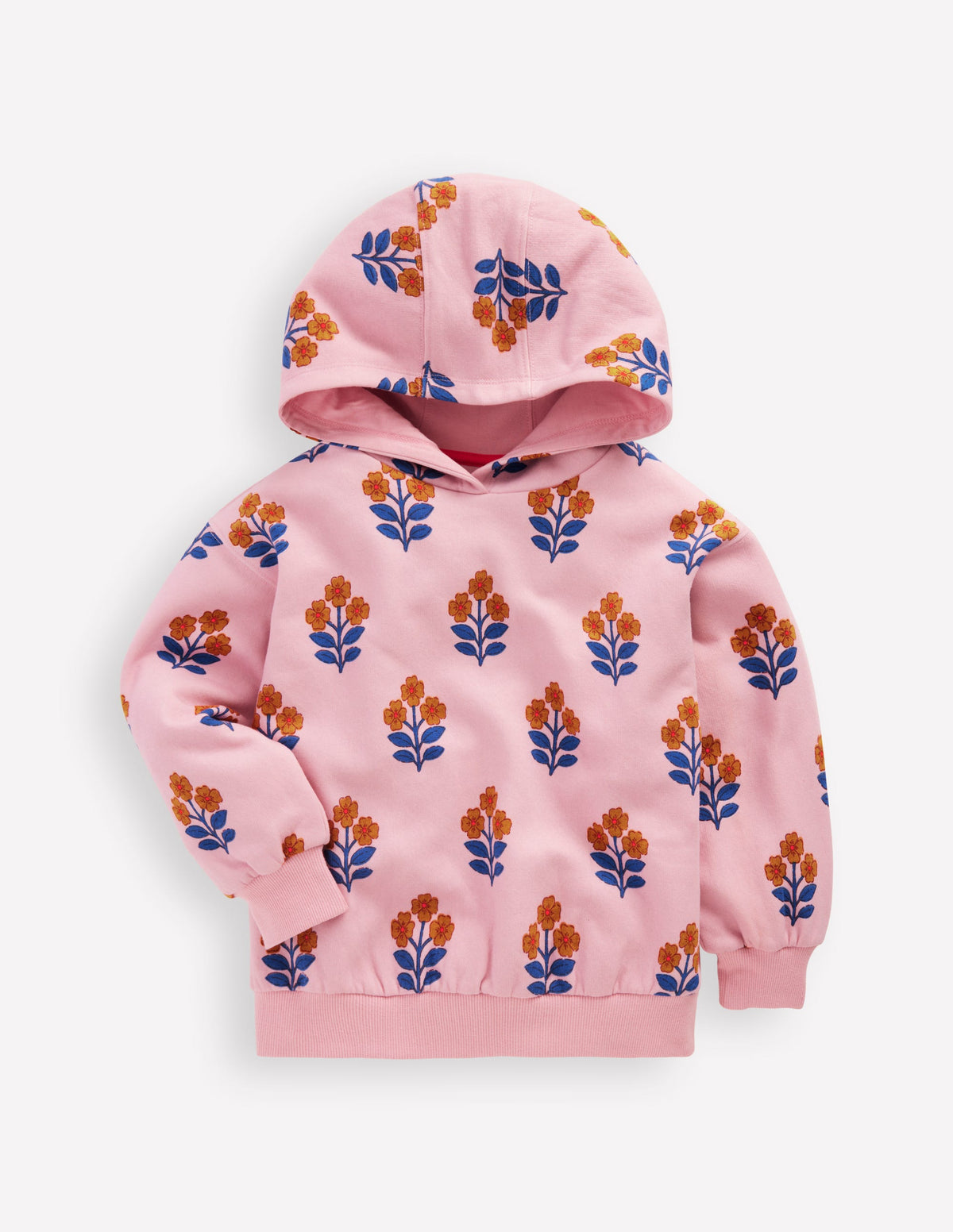 Printed Hoody-Formica Pink Woodblock Flower - Image 4