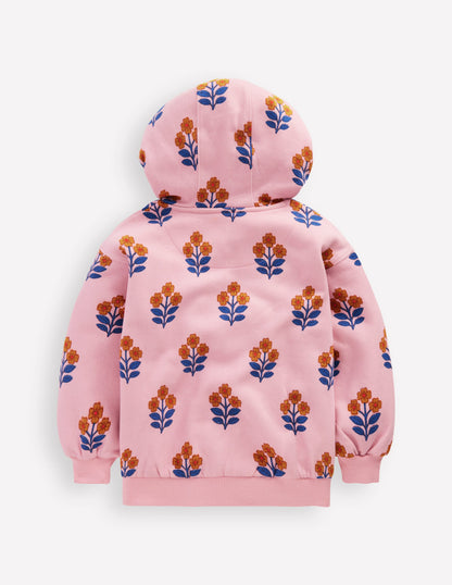 Printed Hoody-Formica Pink Woodblock Flower-5
