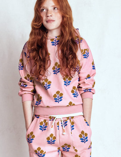 Printed Hoody-Formica Pink Woodblock Flower-3