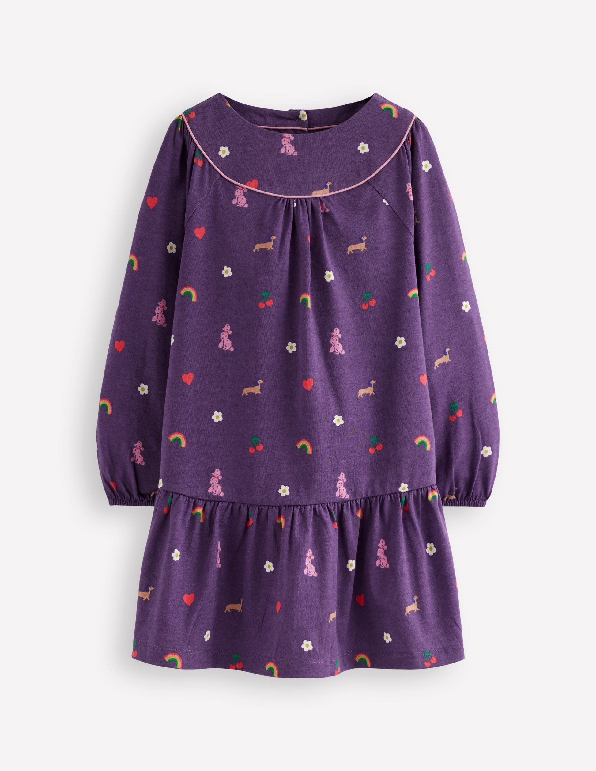 Curved Yoke Jersey Dress-Mystic Purple Parisian-1