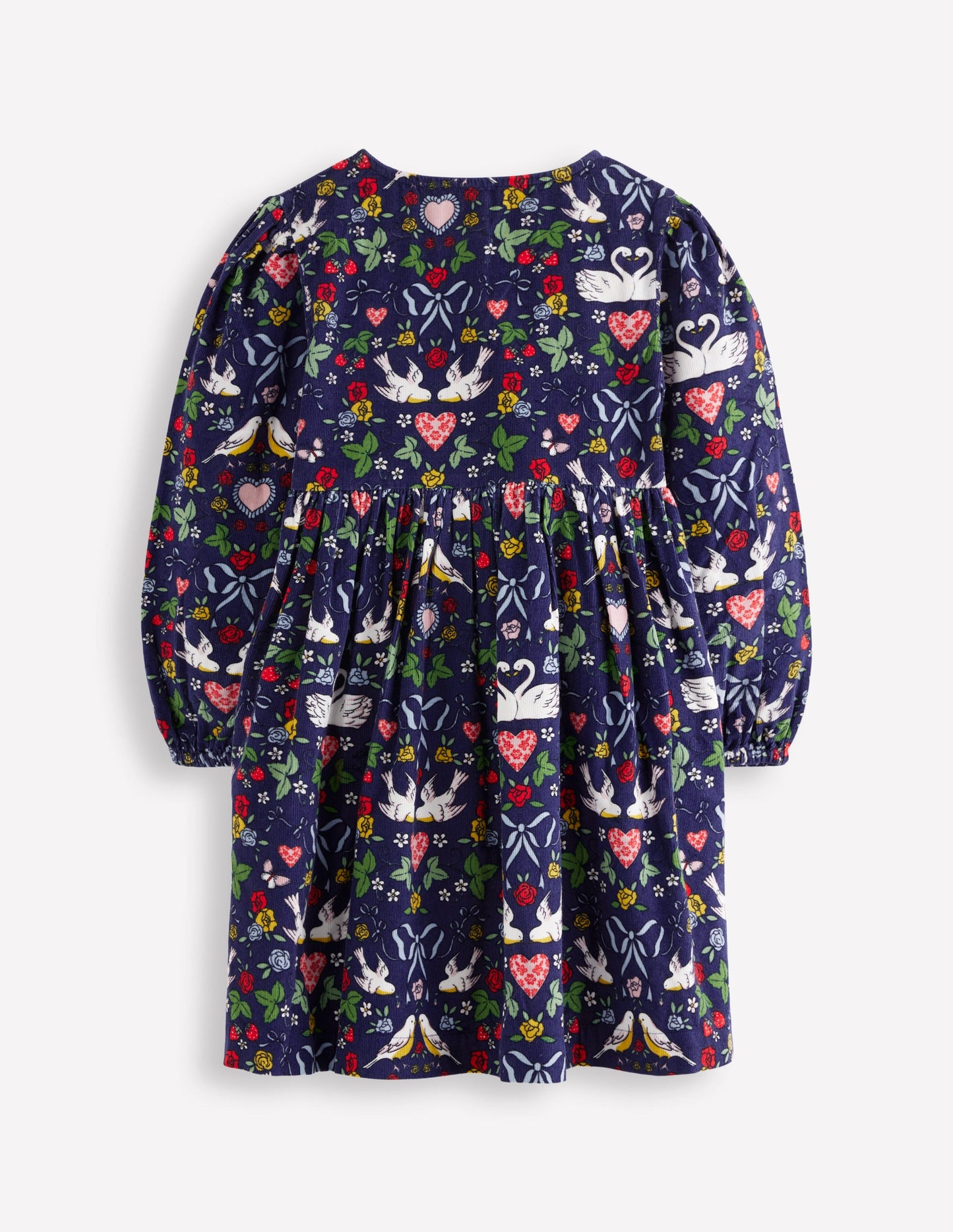 Bow Button Through Dress-Starboard Blue Love Birds