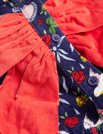 Bow Button Through Dress-Starboard Blue Love Birds-3