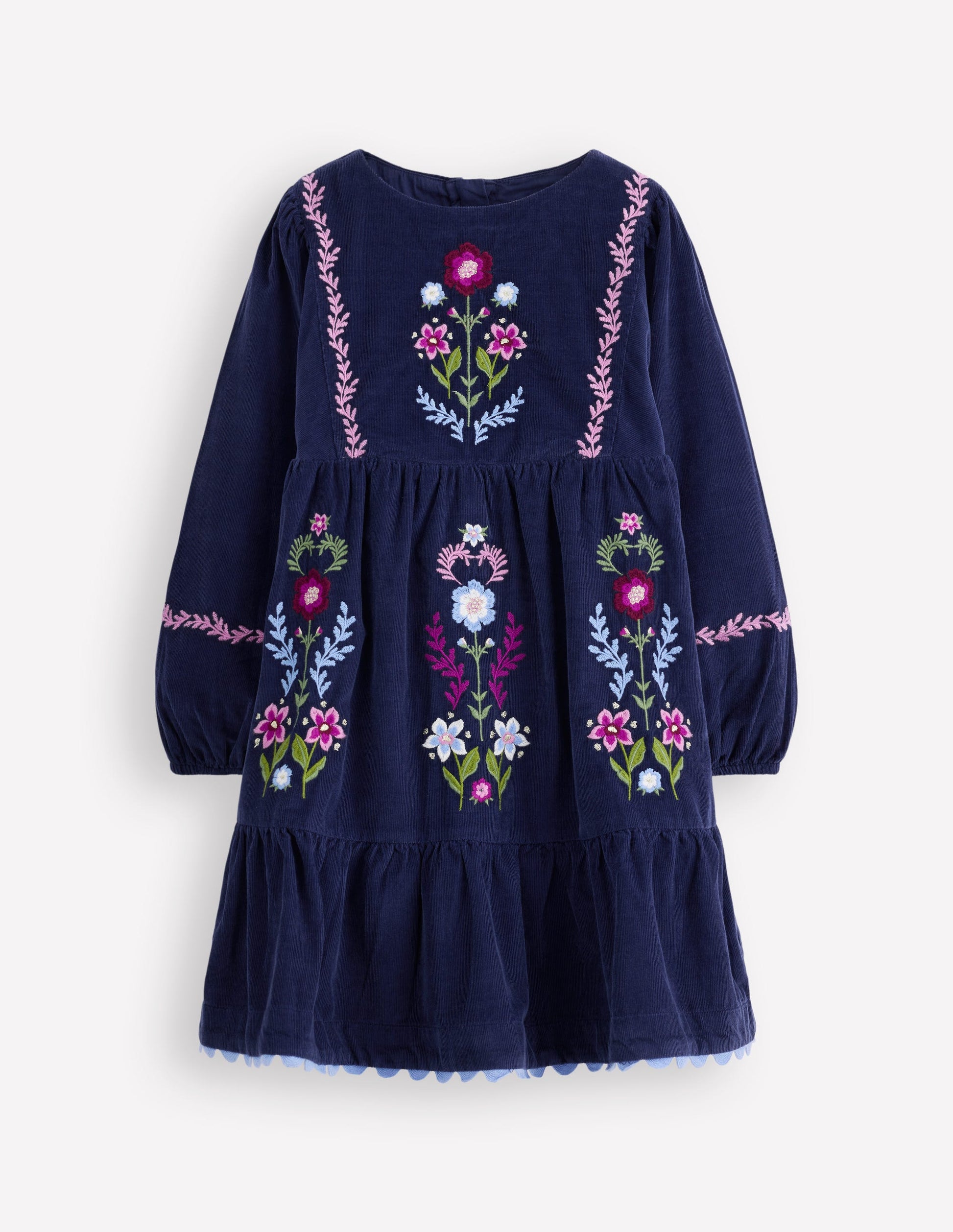 Clover Blouson Cord Dress-College Navy