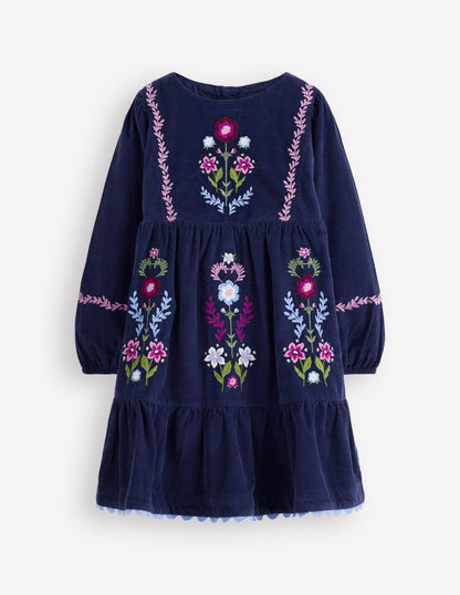 Clover Blouson Cord Dress-College Navy-1