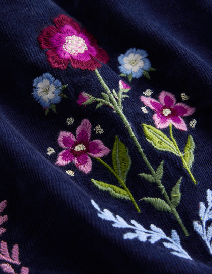 Clover Blouson Cord Dress-College Navy-3