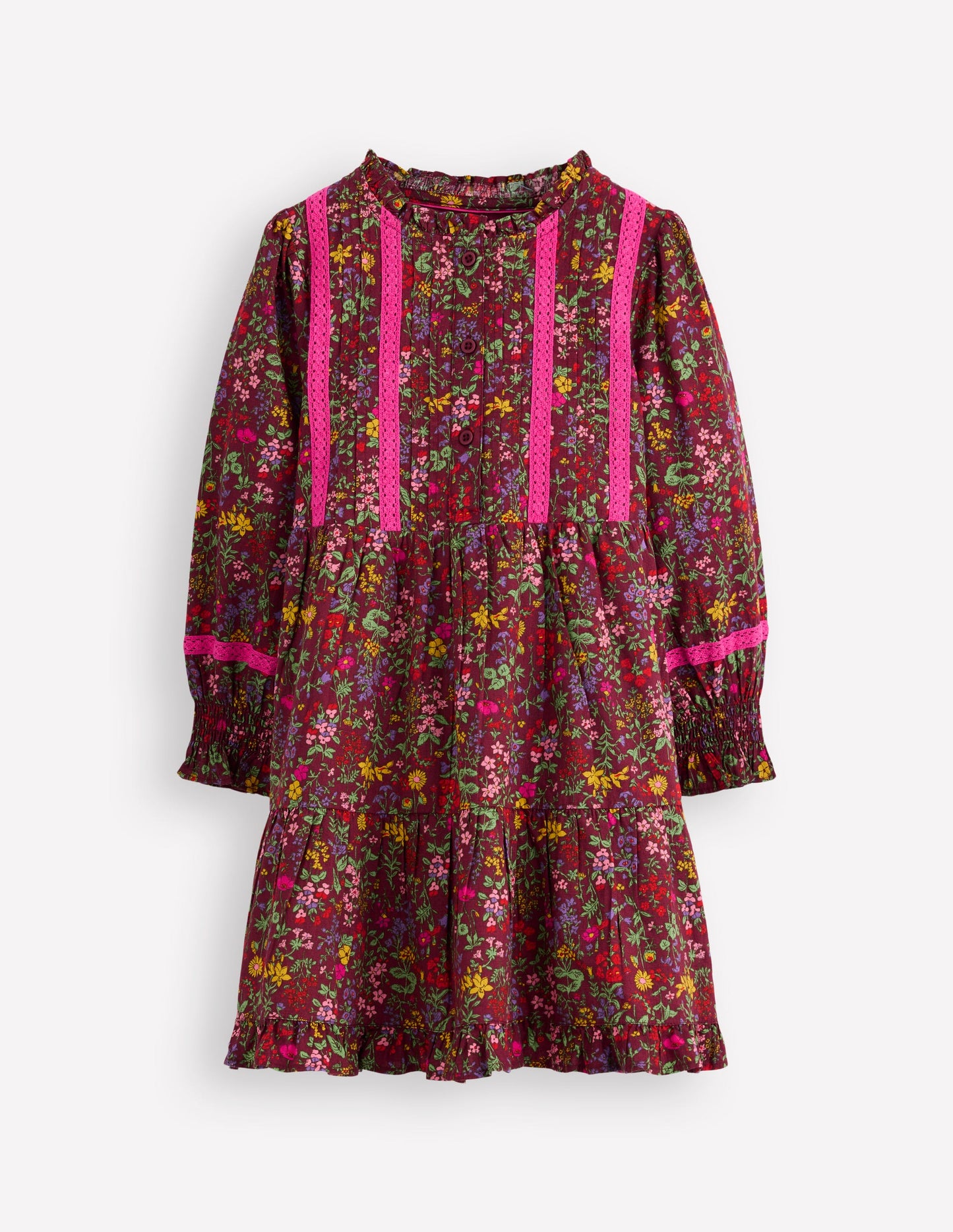 Lace Detail Woven Dress-Chestnut Flower Meadow