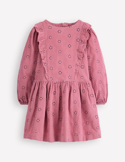 Cord Broderie Dress-Pink Haze-1