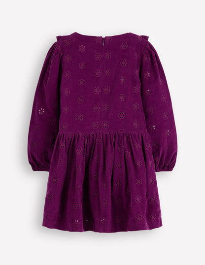 Cord Broderie Dress-Blackberry-2