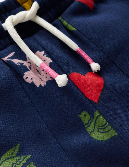 Wide Leg Printed Sweatpants-College Navy Festive Fun-3