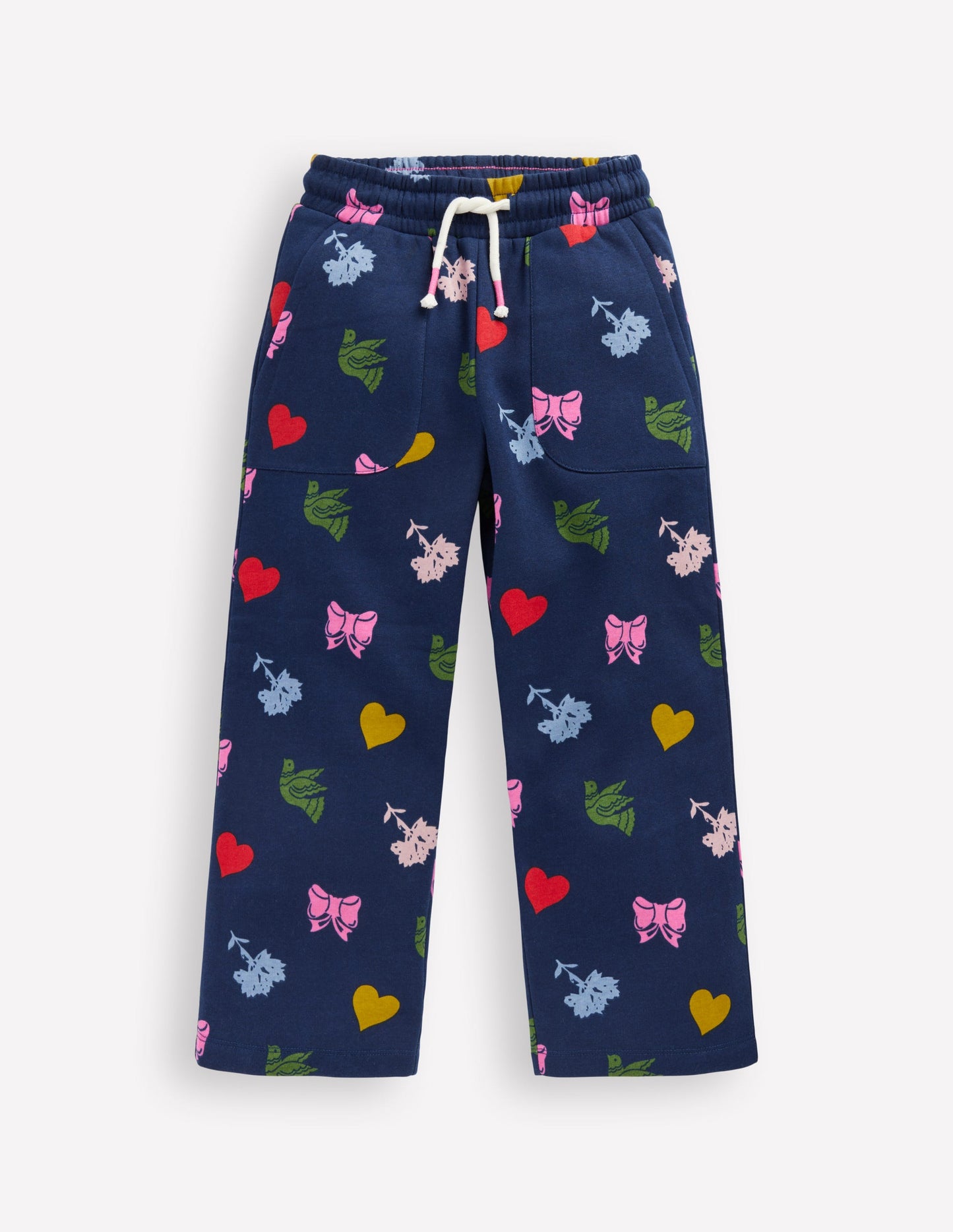 Wide Leg Printed Sweatpants-College Navy Festive Fun