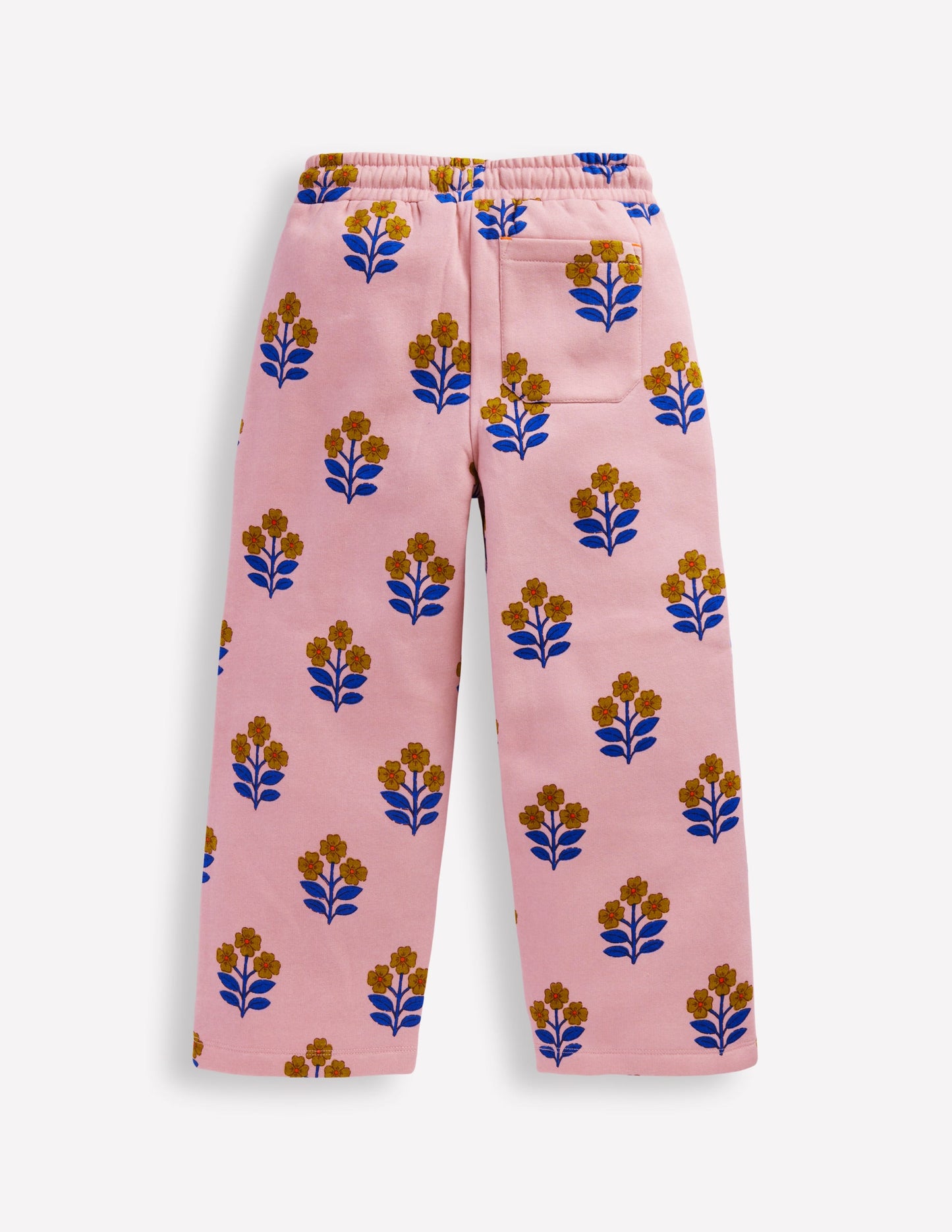 Wide Leg Printed Sweatpants-Formica Pink Woodblock Flower