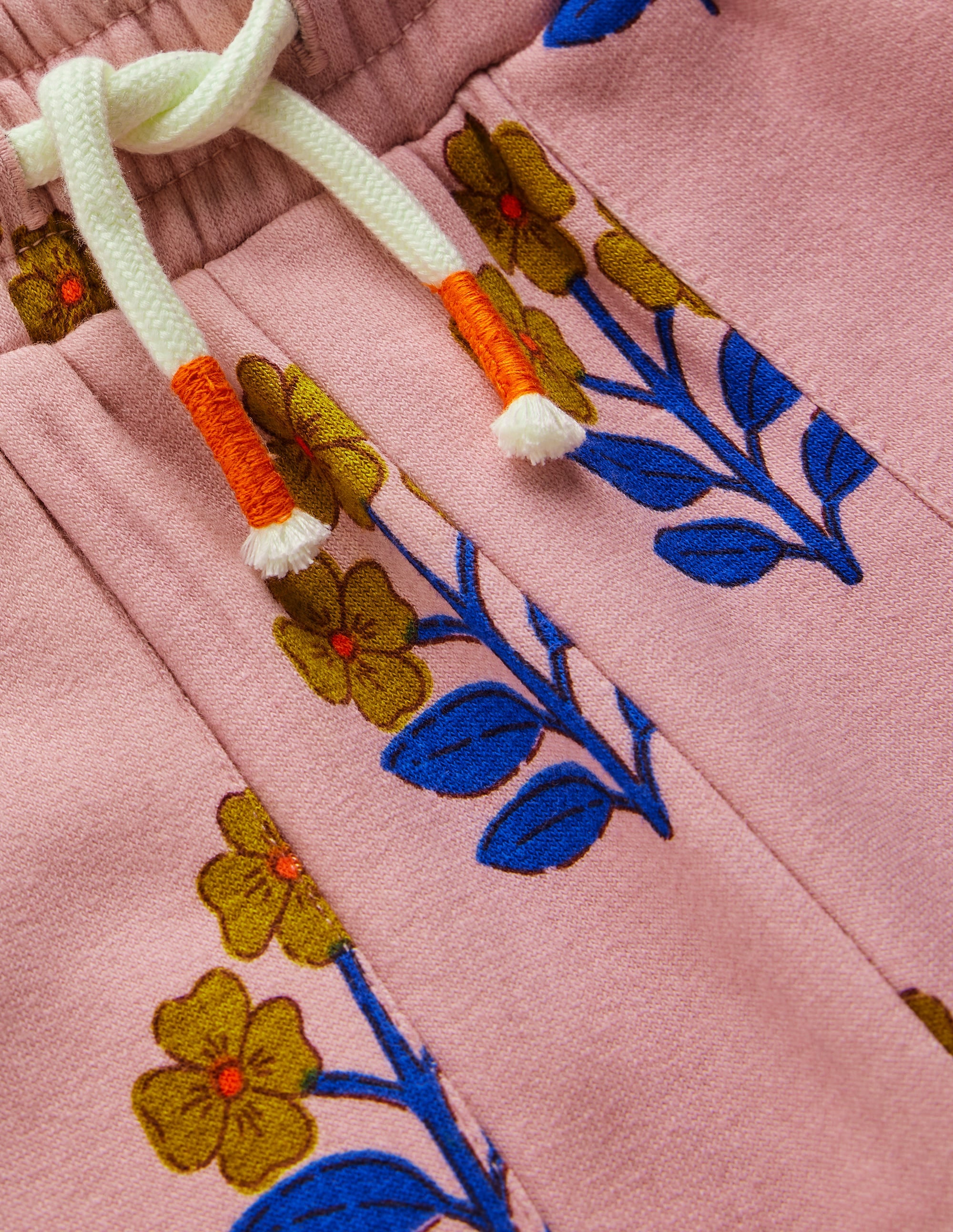 Wide Leg Printed Sweatpants-Formica Pink Woodblock Flower - Image 7