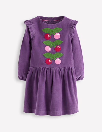 Cord Logo Dress-Mystic Purple Cherries-1