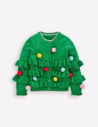 Festive Logo Cardigan-Rich Emerald Christmas Tree-1