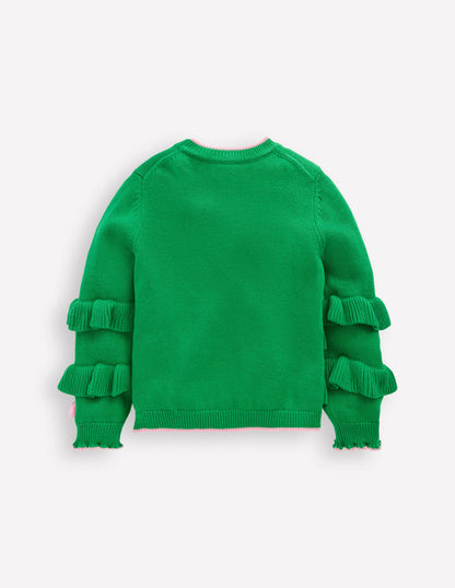 Festive Logo Cardigan-Rich Emerald Christmas Tree-2