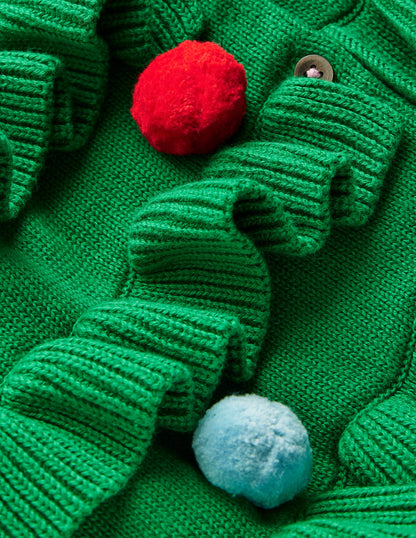 Festive Logo Cardigan-Rich Emerald Christmas Tree-3