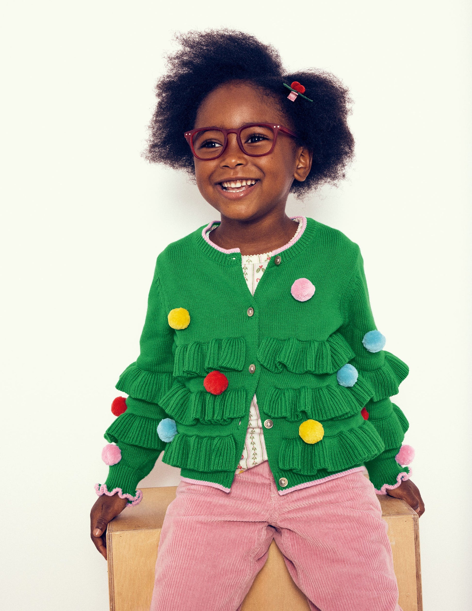 Festive Logo Cardigan-Rich Emerald Christmas Tree-4