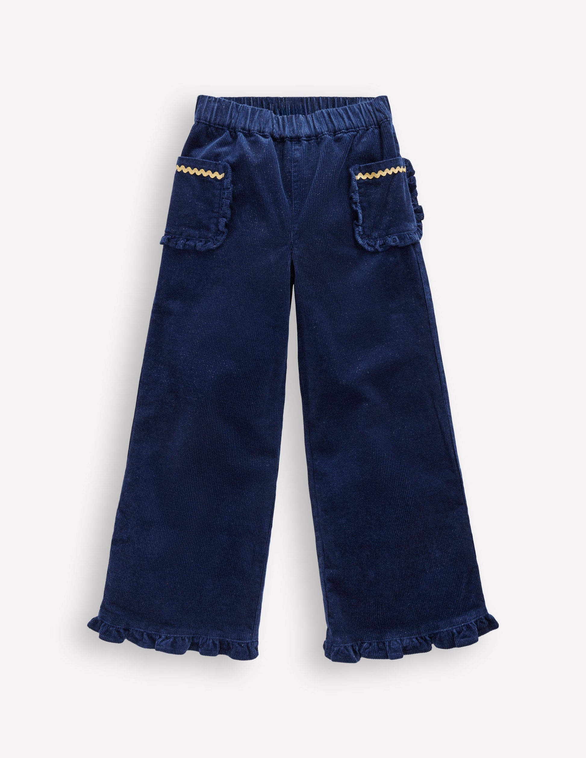 Cord Frill Pull On Pants-Navy Sparkle-1