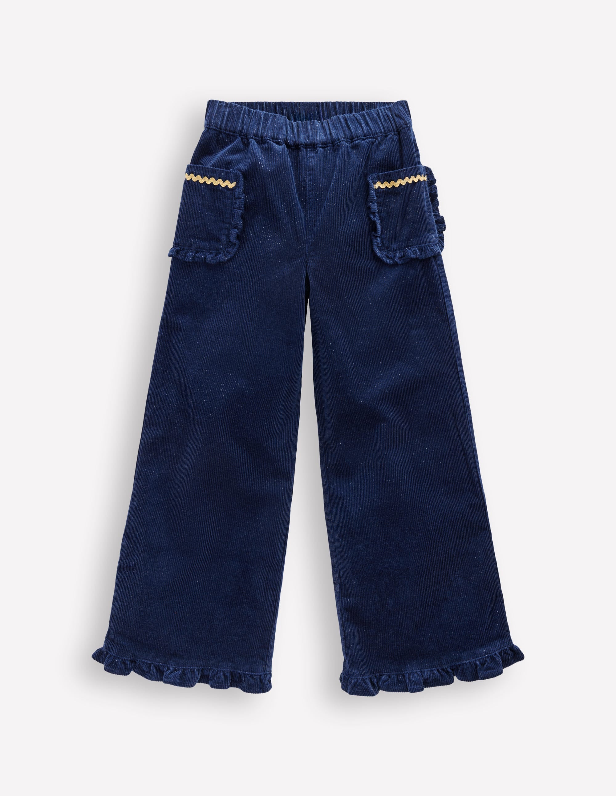 Cord Frill Pull On Pants-Navy Sparkle - Image 1