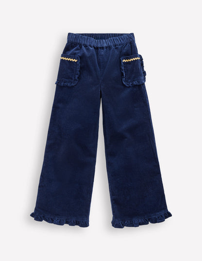 Cord Frill Pull On Pants-Navy Sparkle-1