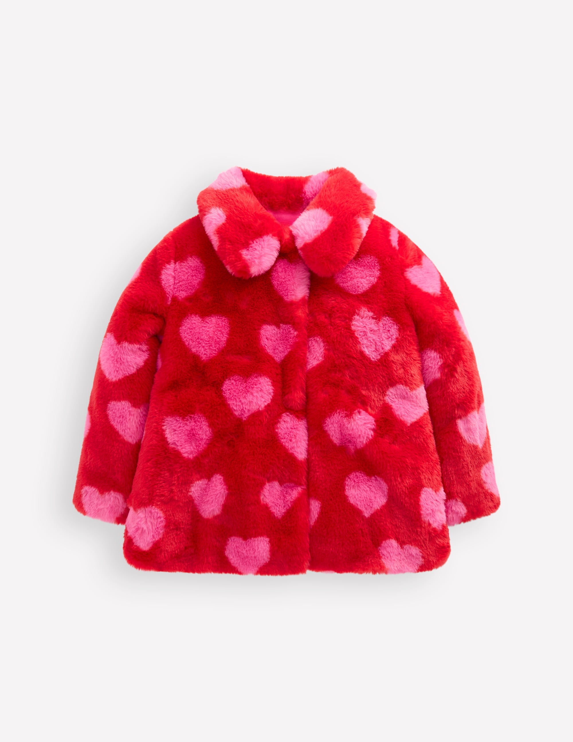 Faux Fur Collared Coat-Hearts - Image 1