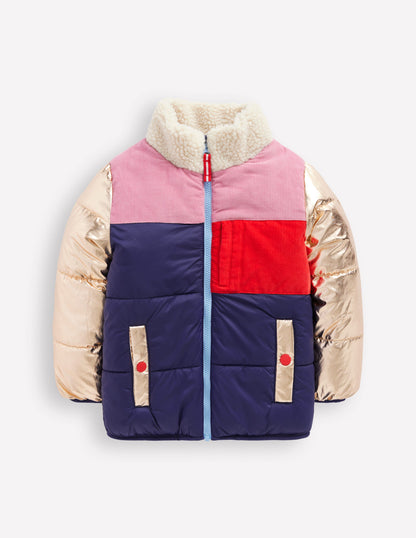 Cosy Puffer Jacket-Metallic Colourblock-6