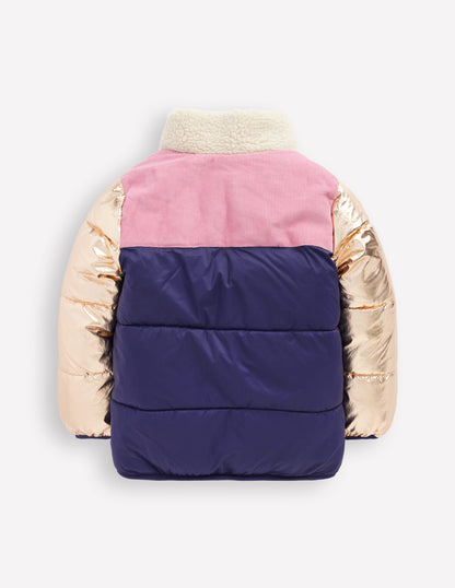 Cosy Puffer Jacket-Metallic Colourblock-7