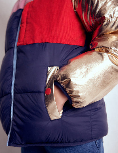 Cosy Puffer Jacket-Metallic Colourblock-2