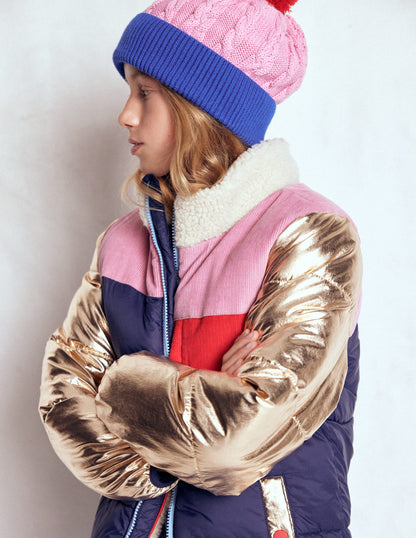 Cosy Puffer Jacket-Metallic Colourblock-3