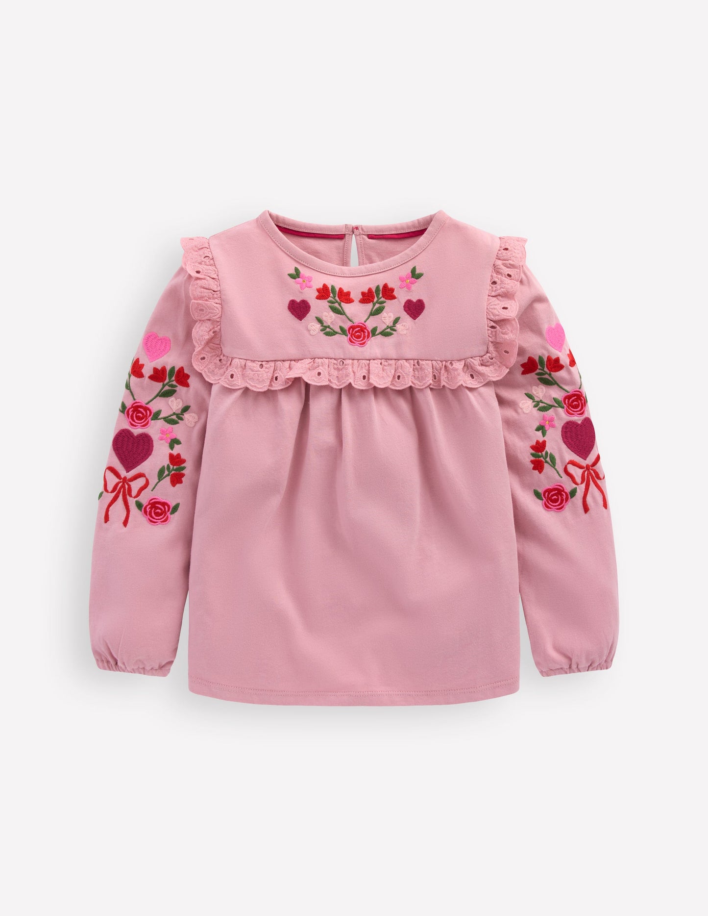 Pretty Embroidered Top-Vintage Pink Embroidery