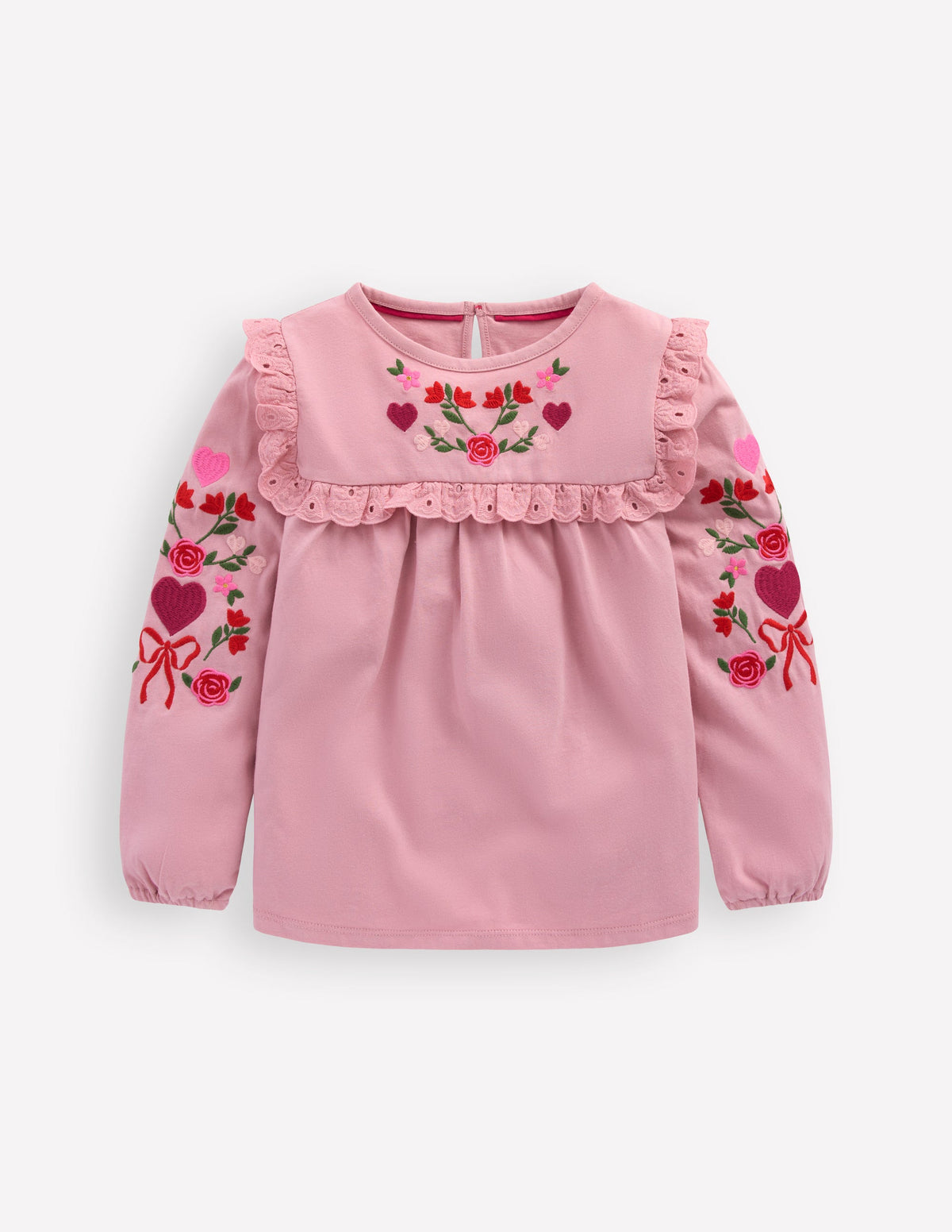 Pretty Embroidered Top-Vintage Pink Embroidery - Image 1