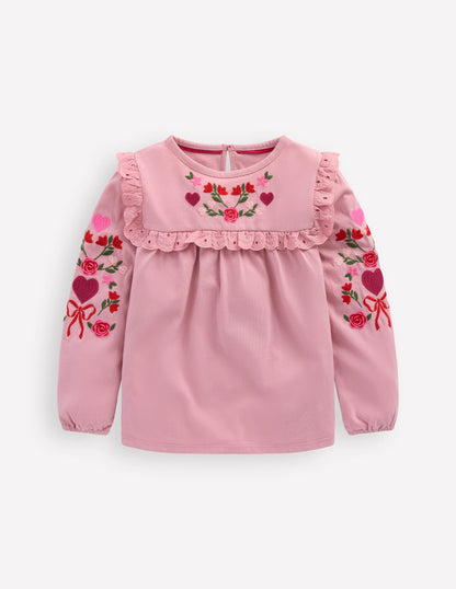 Pretty Embroidered Top-Vintage Pink Embroidery-1