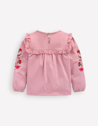 Pretty Embroidered Top-Vintage Pink Embroidery-2