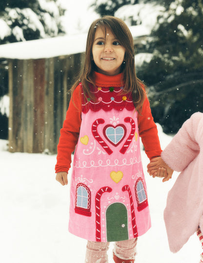 Logo Pinafore Dress-Formica Pink Gingerbread House-4