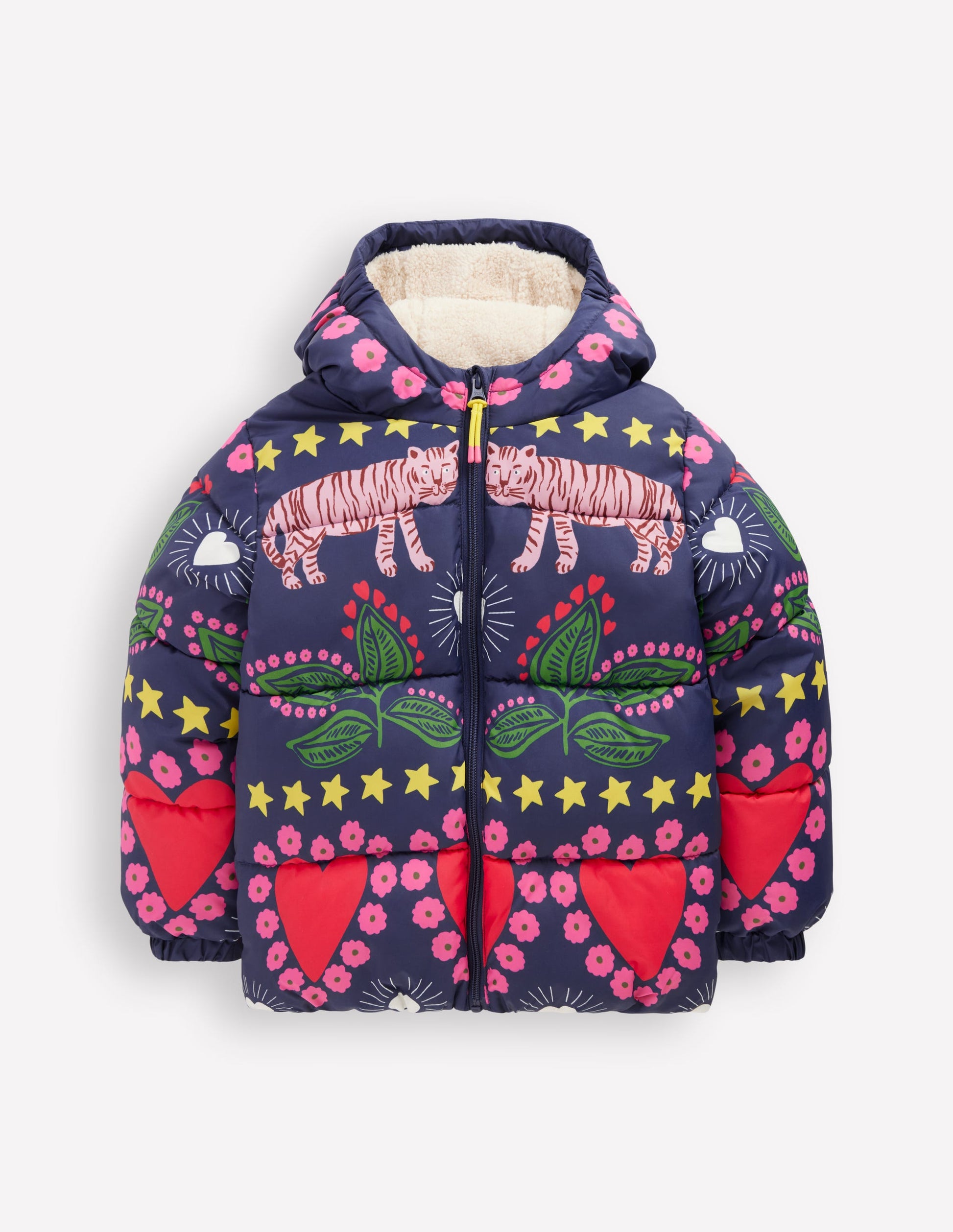 Fun Padded Coat-College Navy Tiger Stripe-4