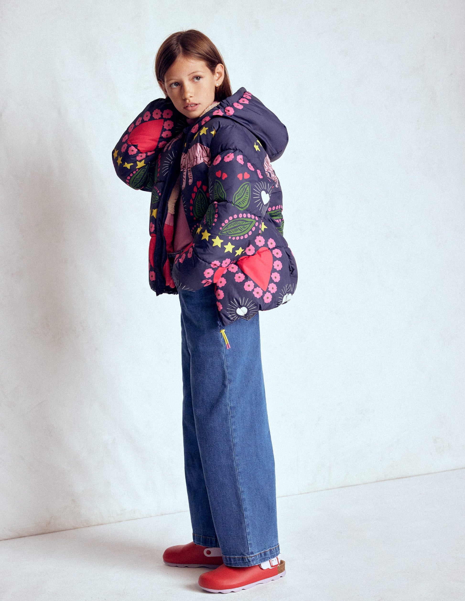 Fun Padded Coat-College Navy Tiger Stripe-1