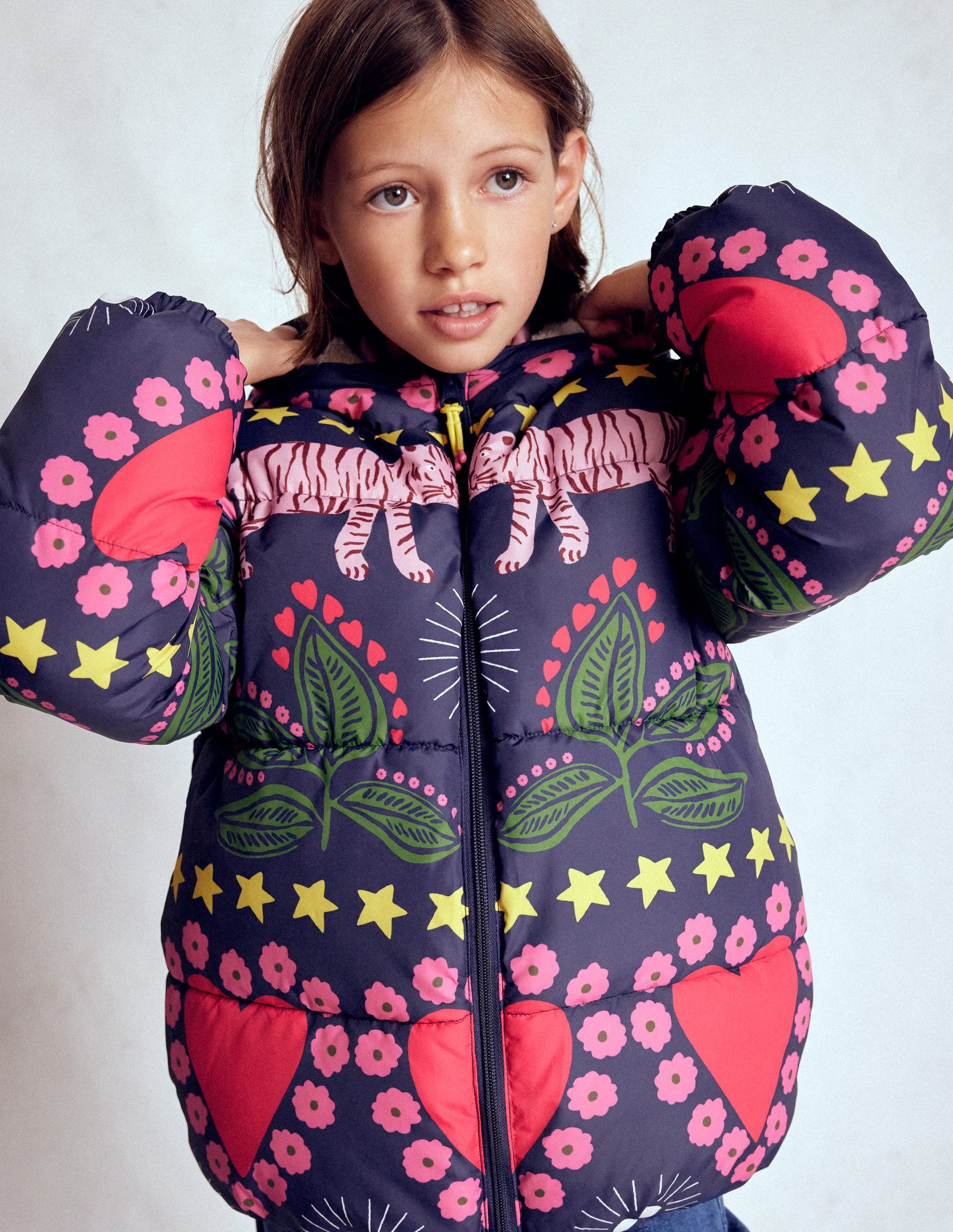 Fun Padded Coat-College Navy Tiger Stripe-3