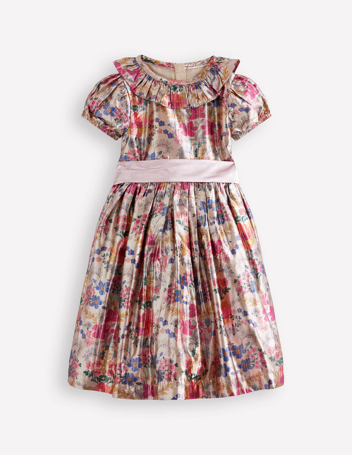 Fit & Flare Party Dress-Metallic Tapestry Floral