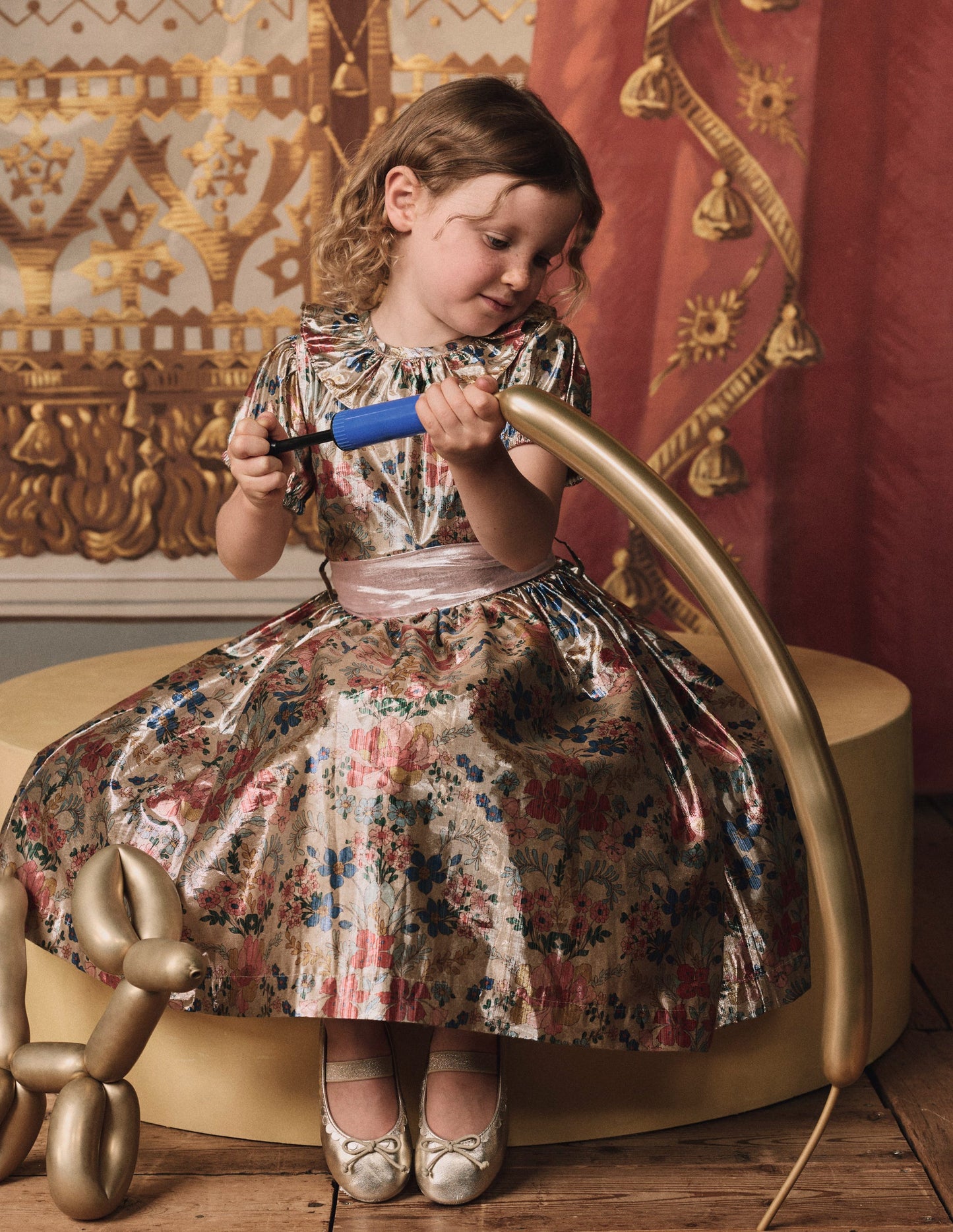 Fit & Flare Party Dress-Metallic Tapestry Floral