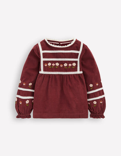 Embroidered Lace Top-Chestnut Embroidery-4