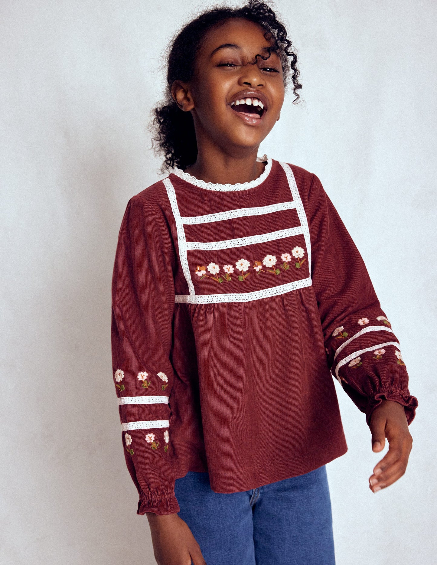 Embroidered Lace Top-Chestnut Embroidery