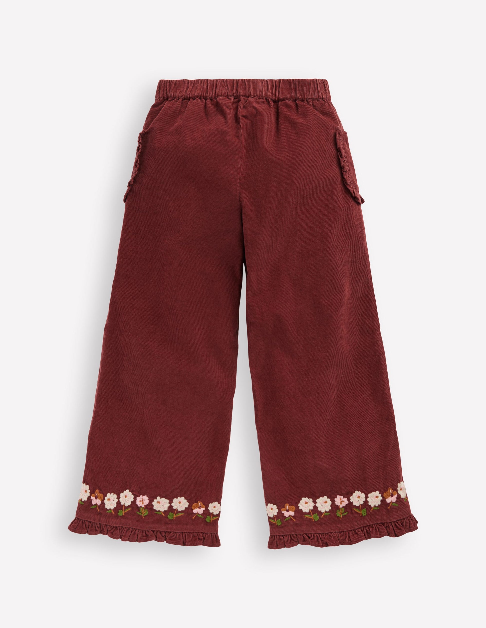 Embroidered Frill Trousers-Chestnut Embroidery-2