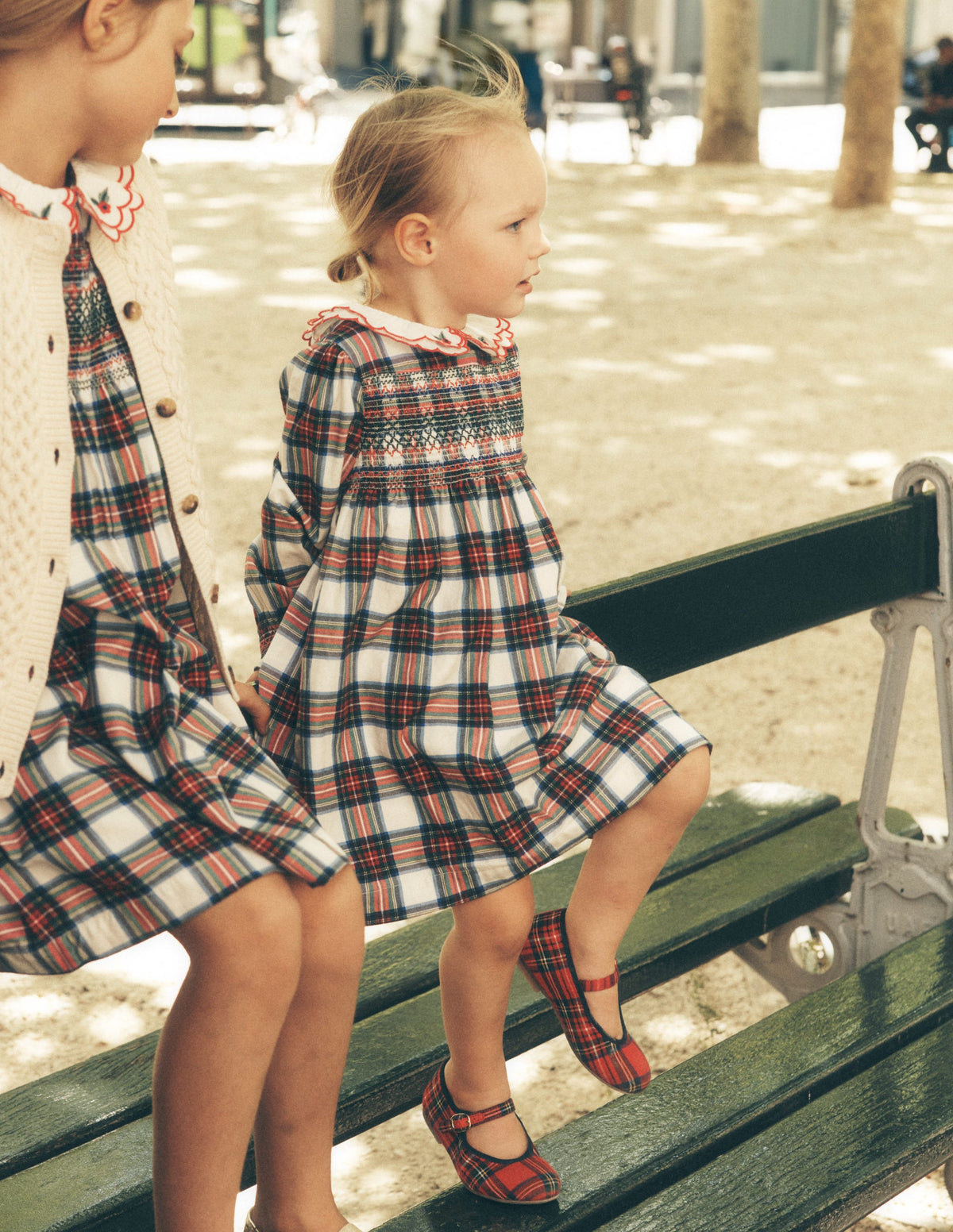 Cosy Collar Detail Smock Dress-Ivory Check - Image 4