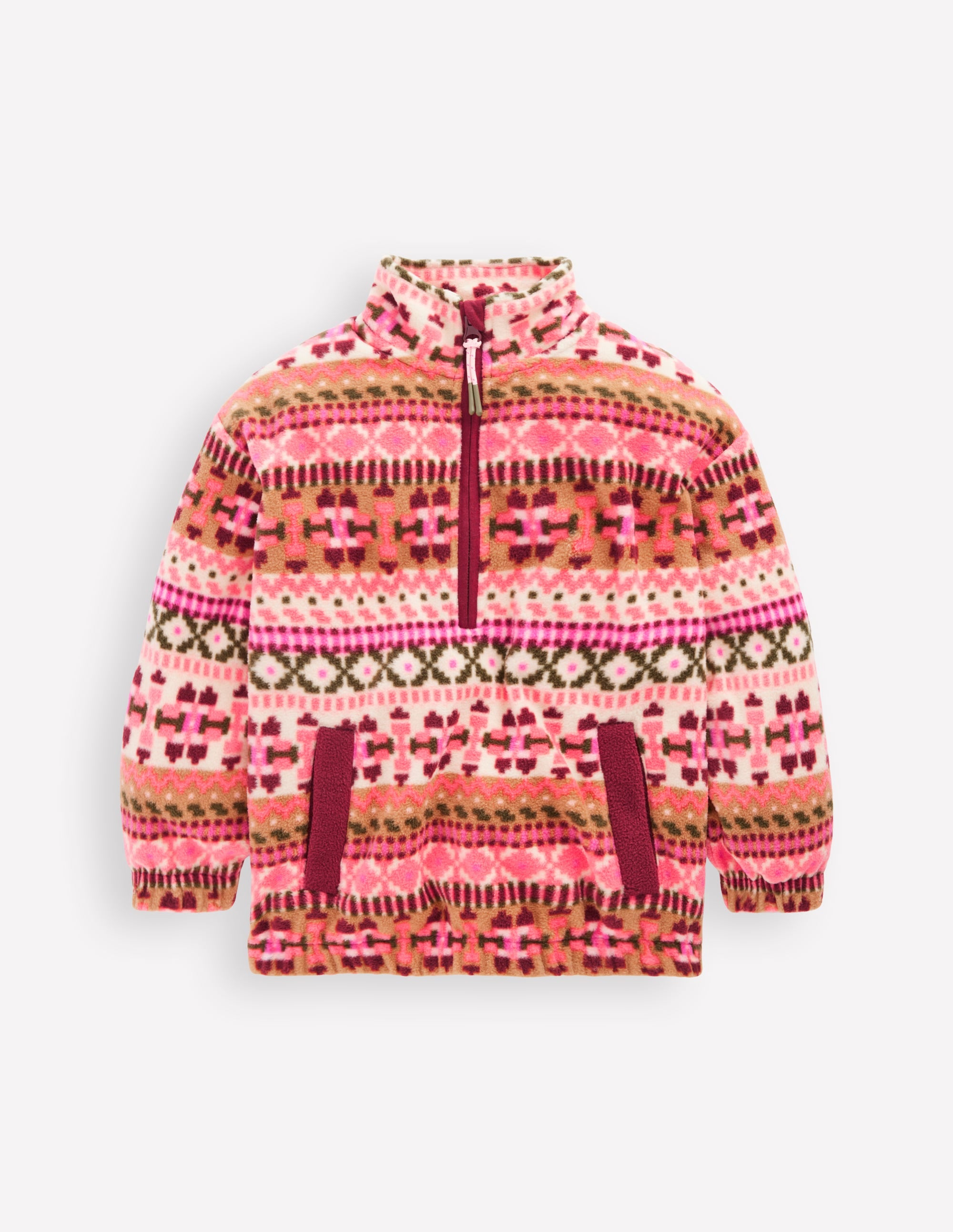 Cosy Geometric Fleece-Pink Aztec Geo - Image 1