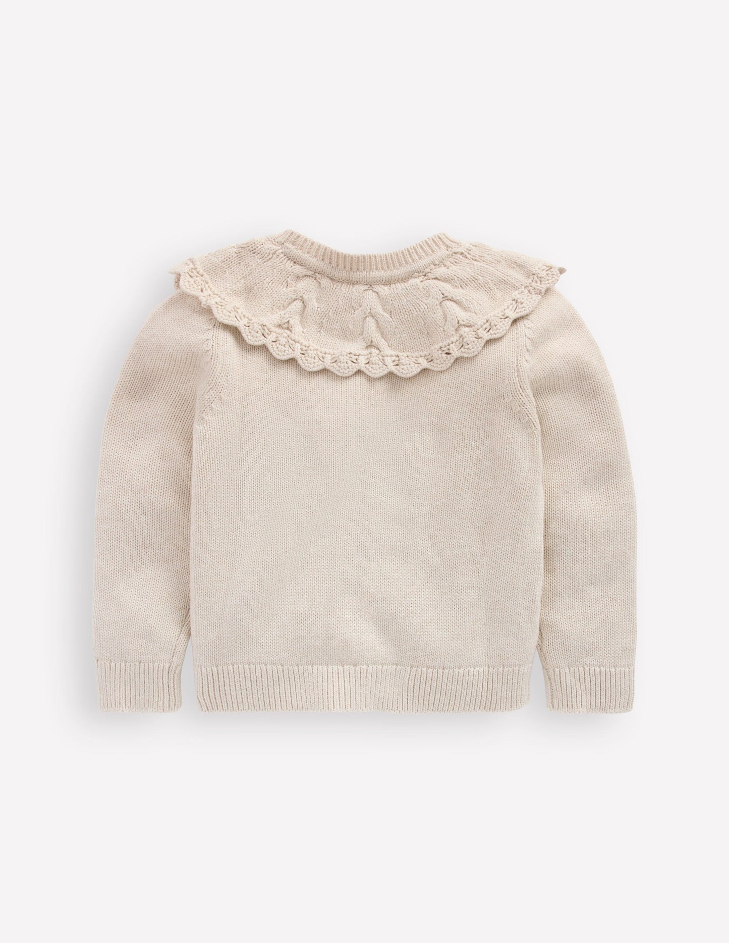 Embroidered Yoke Cardigan-Oatmeal Marl