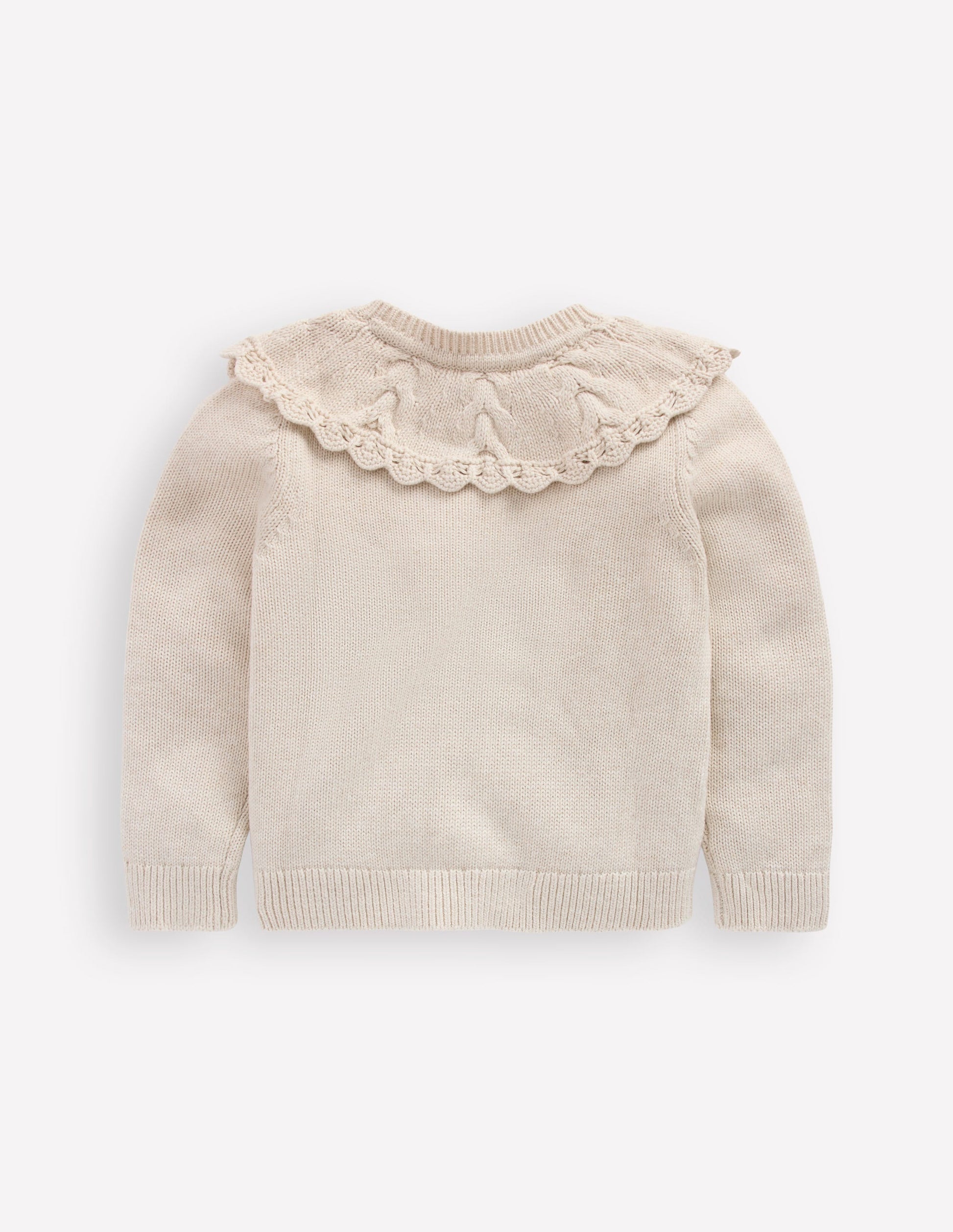 Embroidered Yoke Cardigan-Oatmeal Marl-2