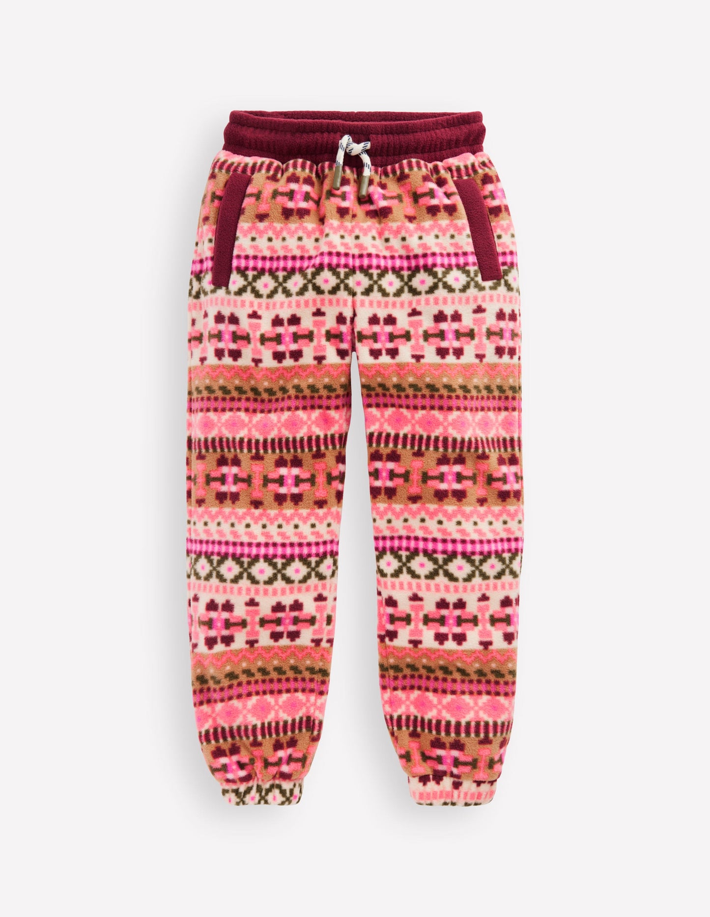 Cosy Geometric Sweatpants-Pink Aztec Geo