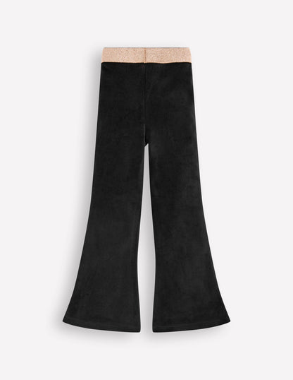 Velvet Flared Leggings-Black-2