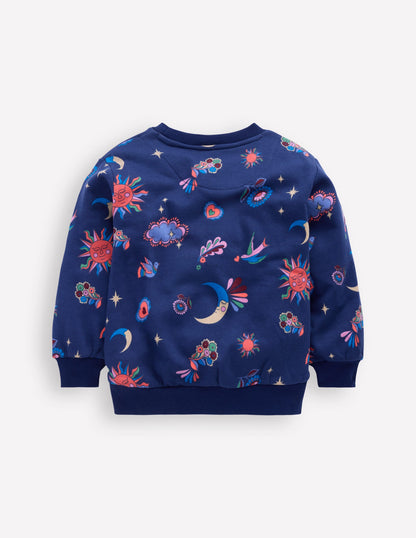 Relaxed Printed Sweatshirt-College Navy Celestial-2