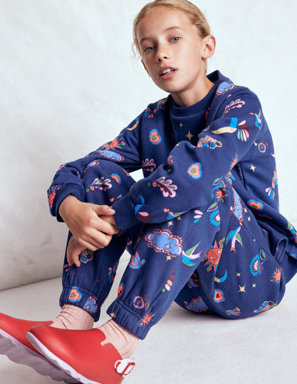 Printed Cosy Sweatpants-College Navy Celestial-2